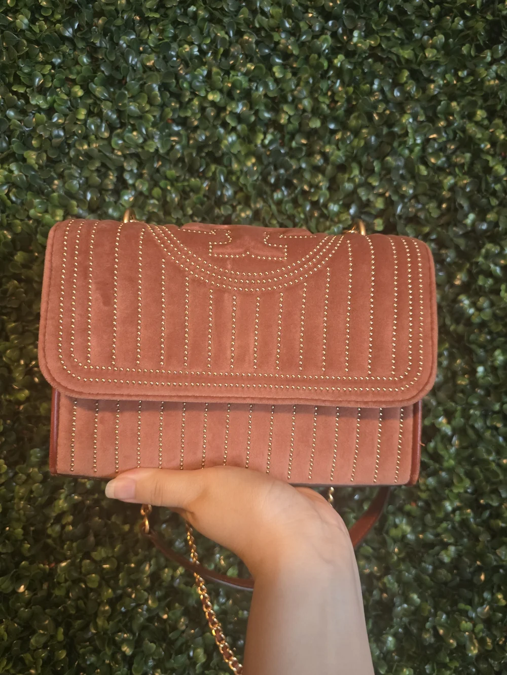 Tory Burch Fleming Suede Bag In Rust